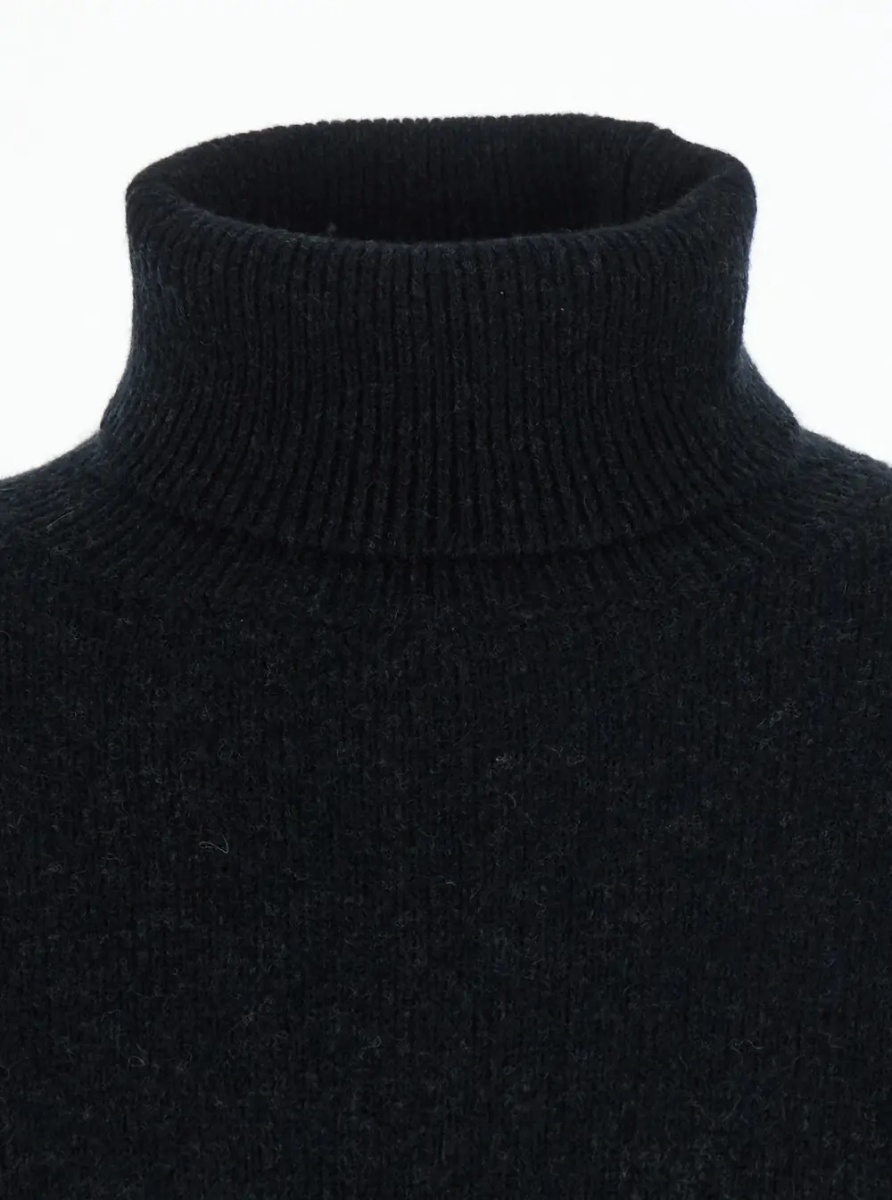 Pulover Black Turtleneck Sweater with High Collar and Long Sleeves in wool for Men - Img 3