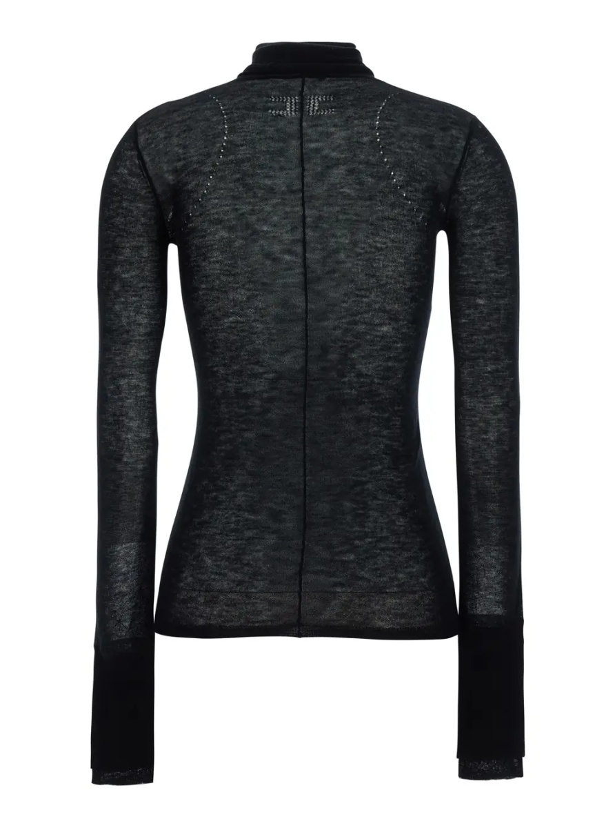 Pulover Black turtleneck sweater with logo embroidery on the front in wool for women - Img 2