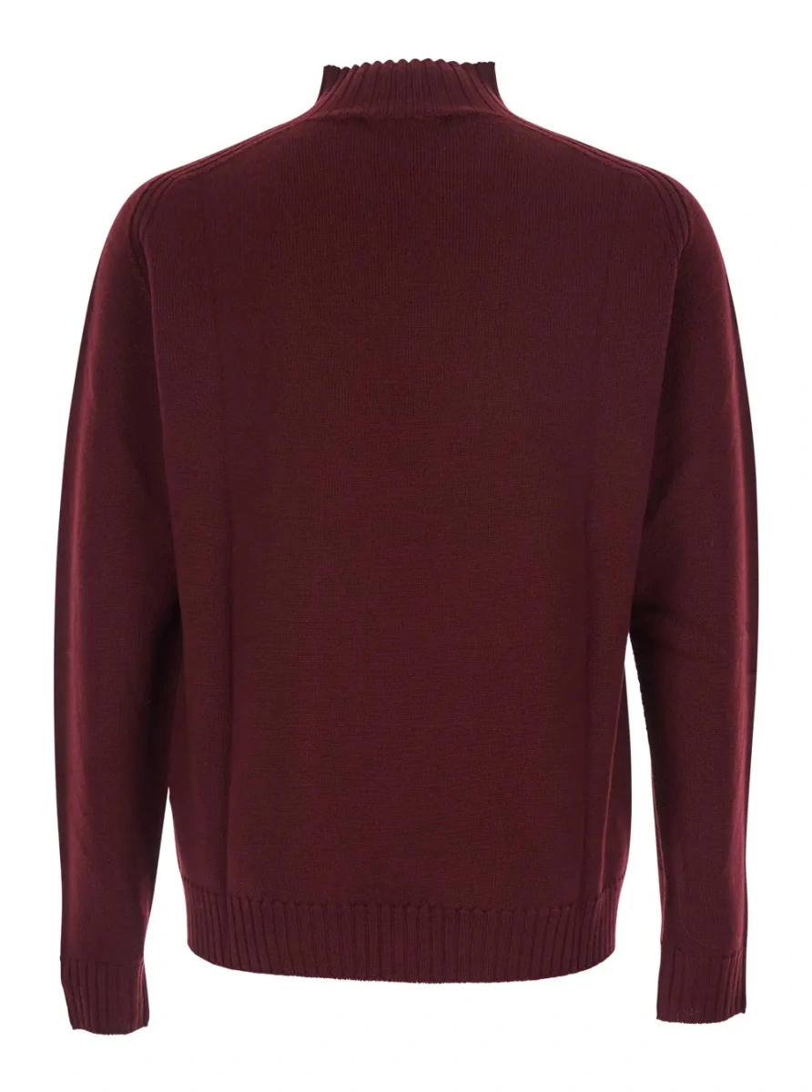 Pulover Bordeaux Turtleneck Sweater with Orb Logo Embroidered on the Front in Wool Blend Man - Img 2