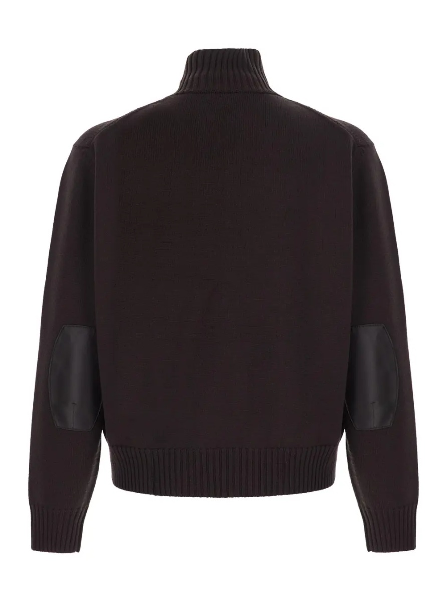 Pulover brown Sweater with high collar and ribbed design in Cotton Blend for men - Img 2