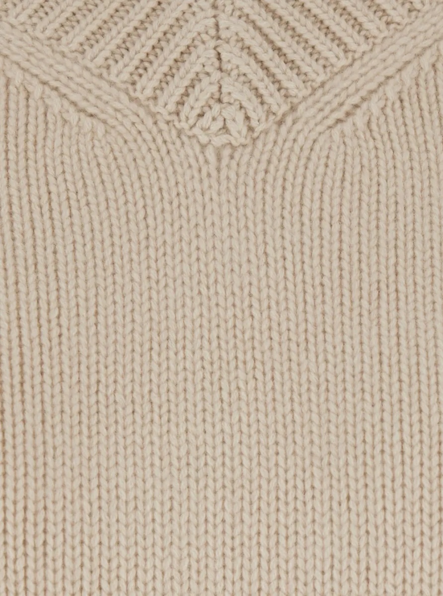 Pulover Chunky V Neck Pull Sweater with V-neck and long sleeves in cashmere Red Woman - Img 3