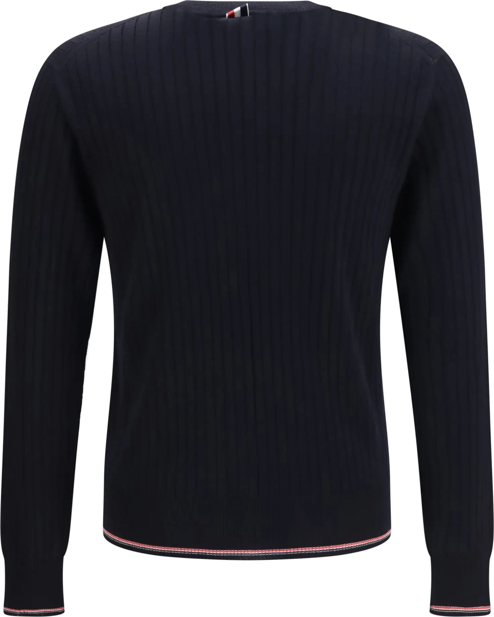 Pulover Crewneck cotton knit Sweater with 4-bar detail - Img 2