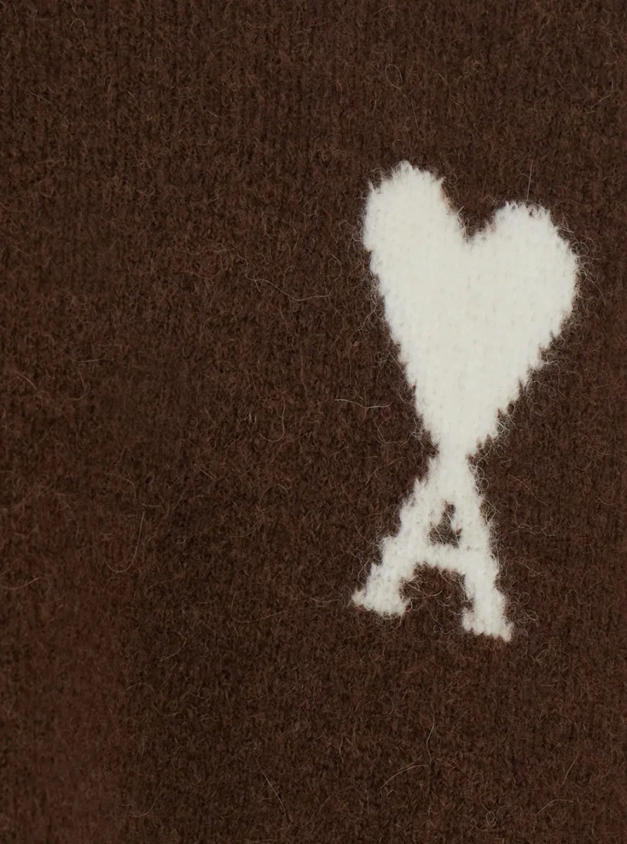 Pulover Crewneck Sweater with AMI de Coeur Logo in Brown for Men - Img 3