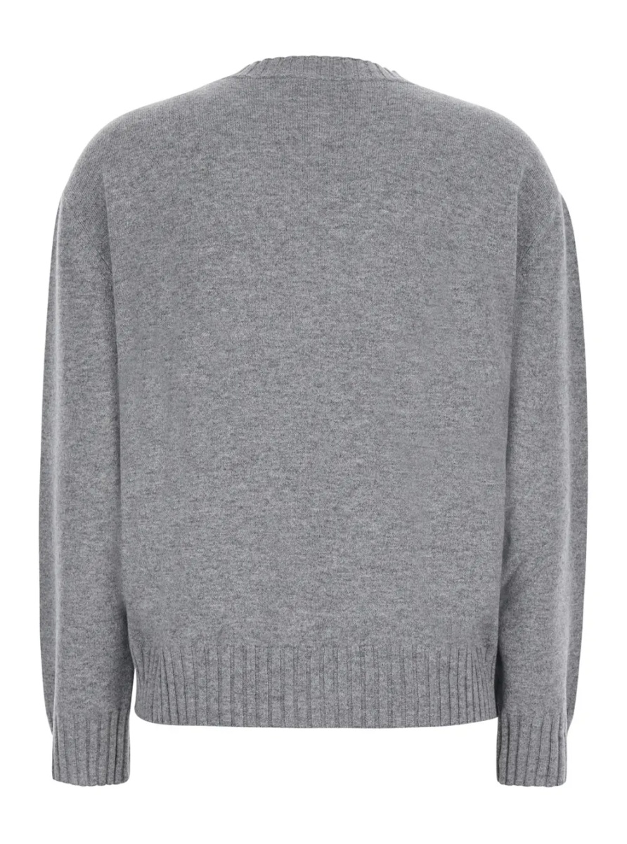 Pulover Grey sweater with round neck and details with rhinestones in Blend wool and silk women - Img 2