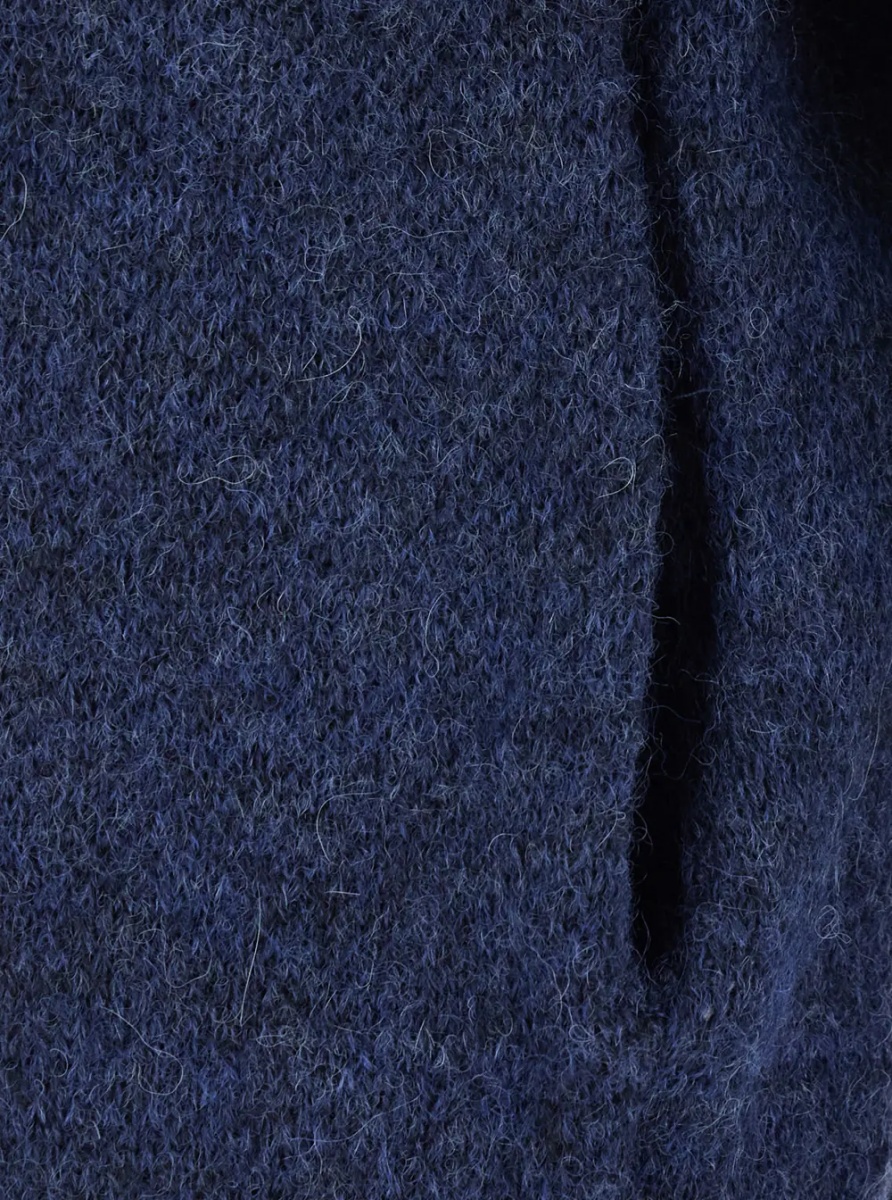 Pulover INSIDE OUT ARGYLE ZIP-UP with high collar and long sleeves in Ecoleather nylon alpaca in blue unisex - Img 2