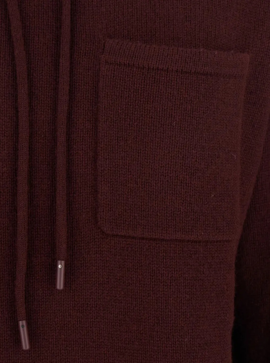 Pulover 'Liana' Bordeaux Sweater with Drawstring Hood and Dropped Shoulders in Cashmere Woman - Img 3