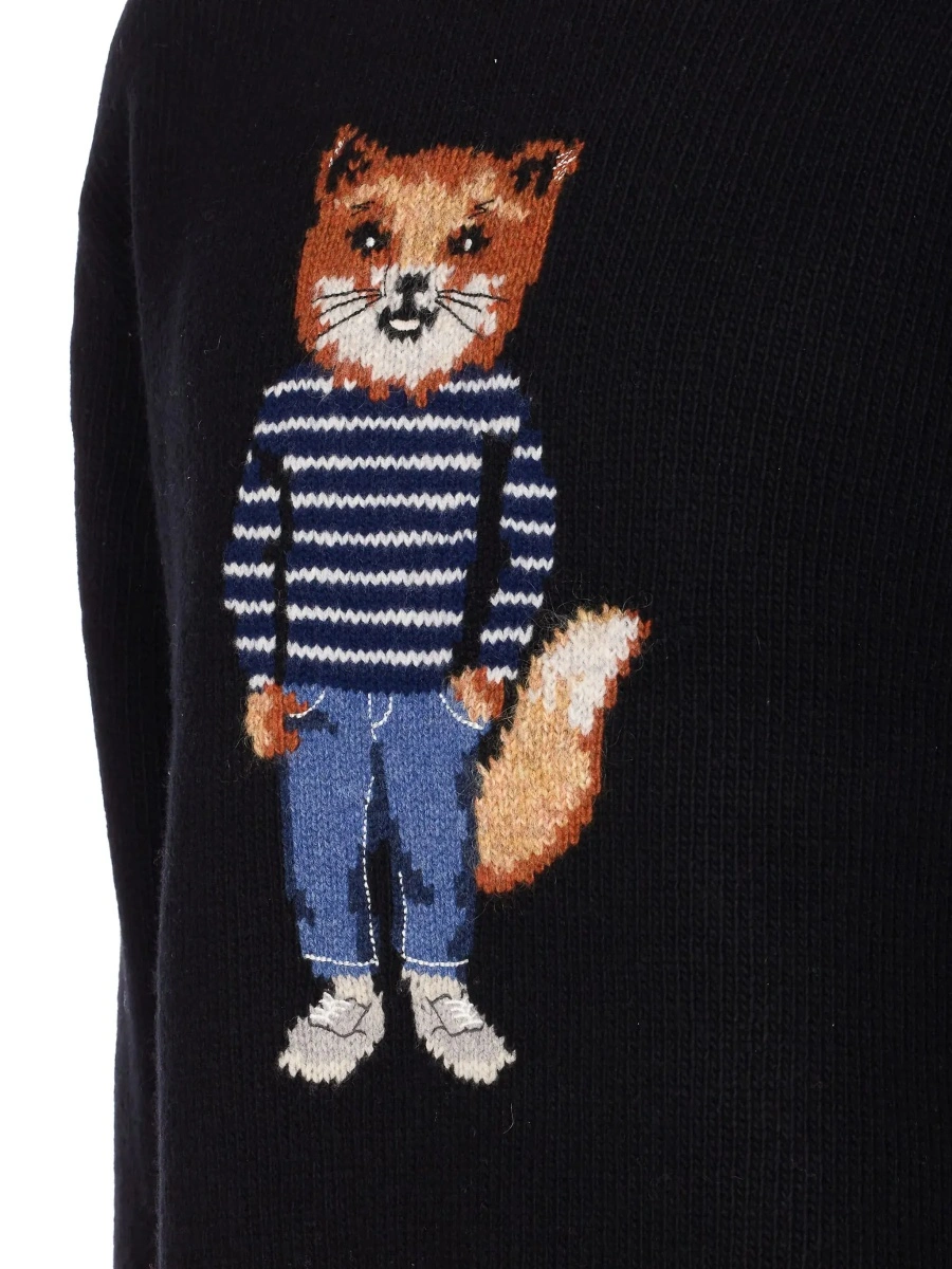 Pulover MAISON KITSUNÉ negru din lana - Img 5