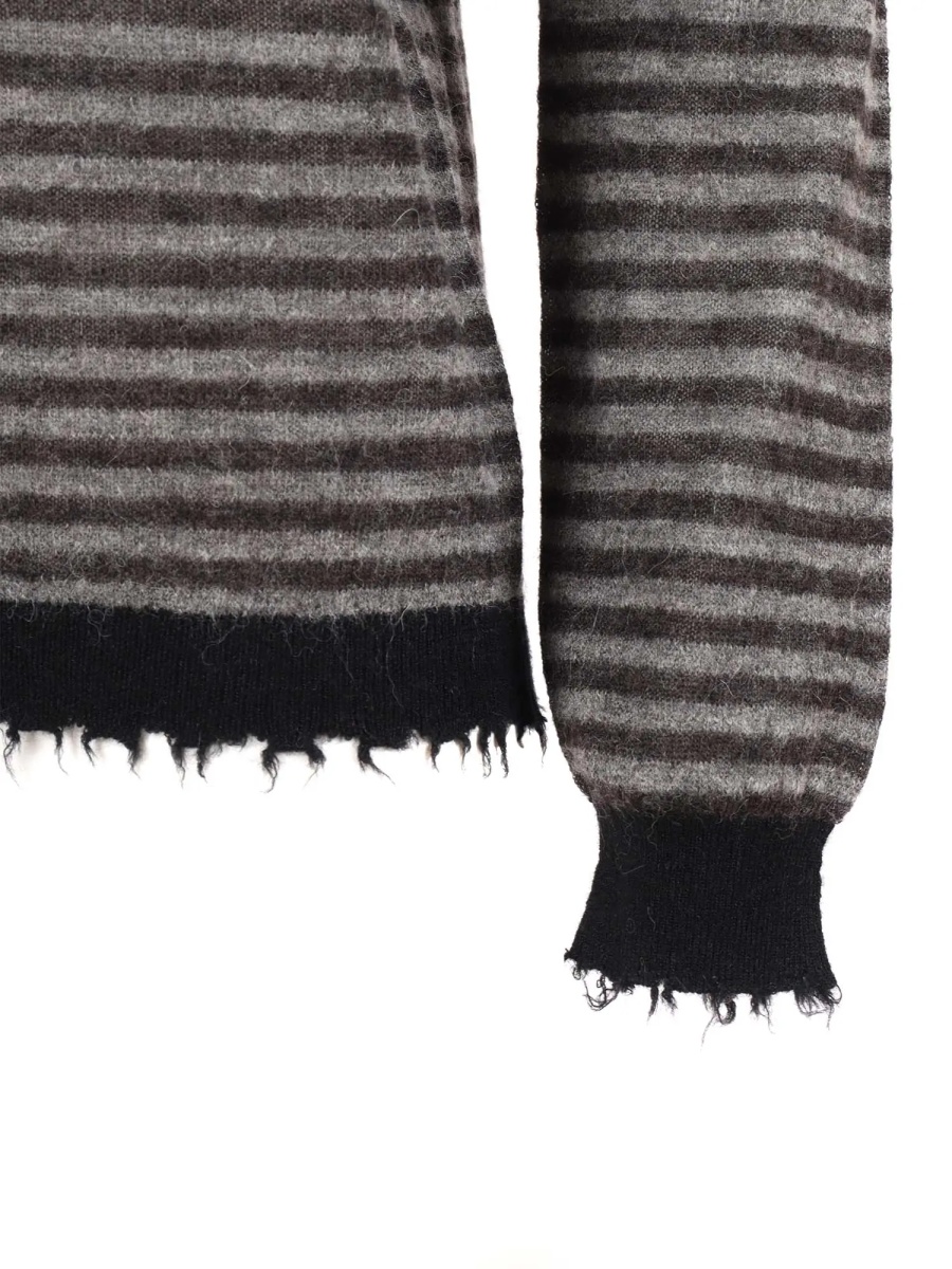 Pulover RIBBED CREW NECK SWEATER WITH FRINGED DETAILS - Img 3