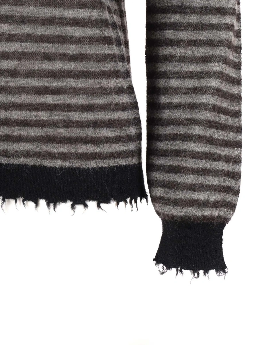 Pulover RIBBED CREW NECK SWEATER WITH FRINGED DETAILS - Img 3