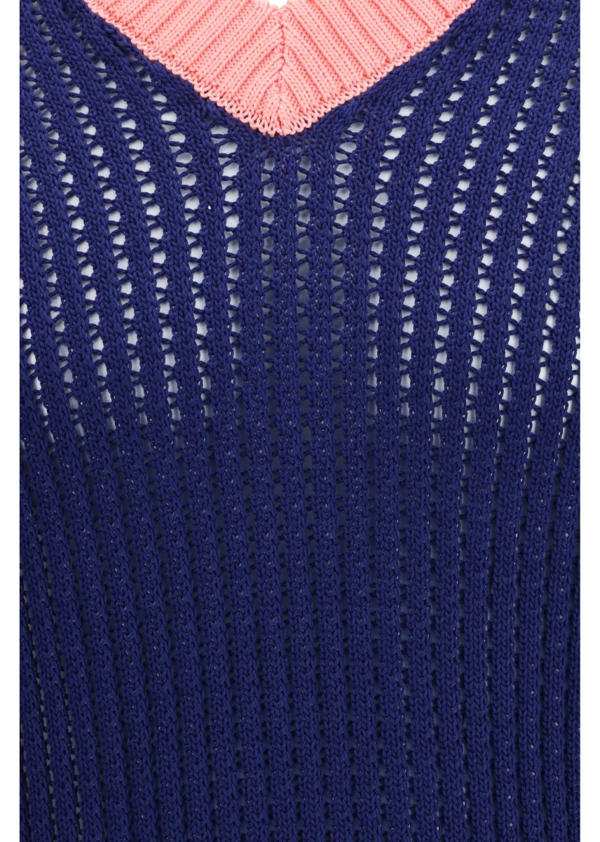 Pulover Ribbed V-neck Sweater with FF motif - Img 3
