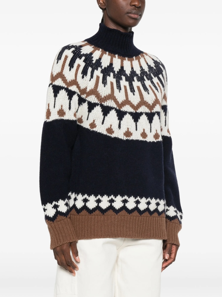 Pulover tricotat Ermanno Scervino albastru din lana - Img 3