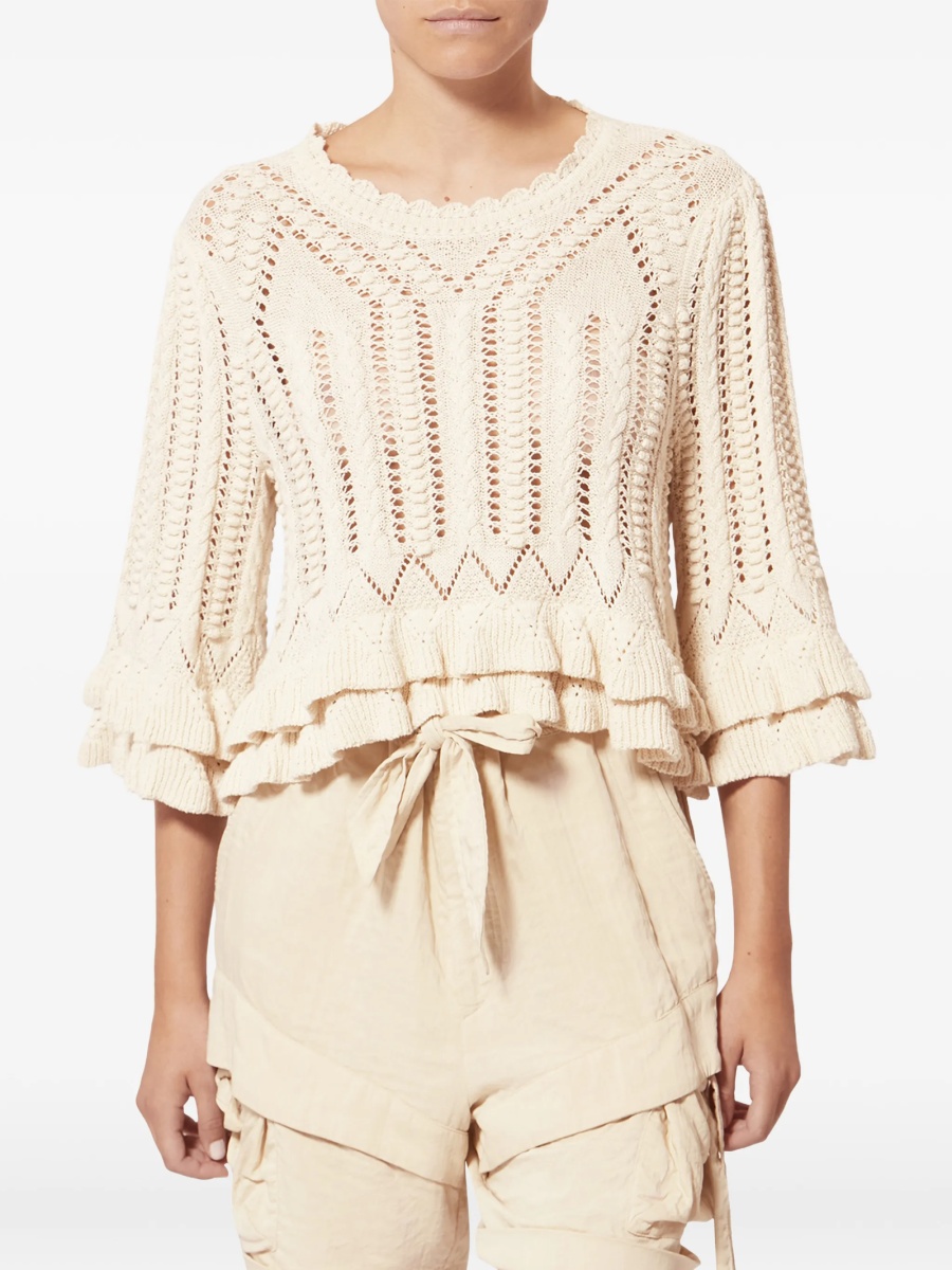 Pulover tricotat ISABEL MARANT ETOILE neutru - Img 3