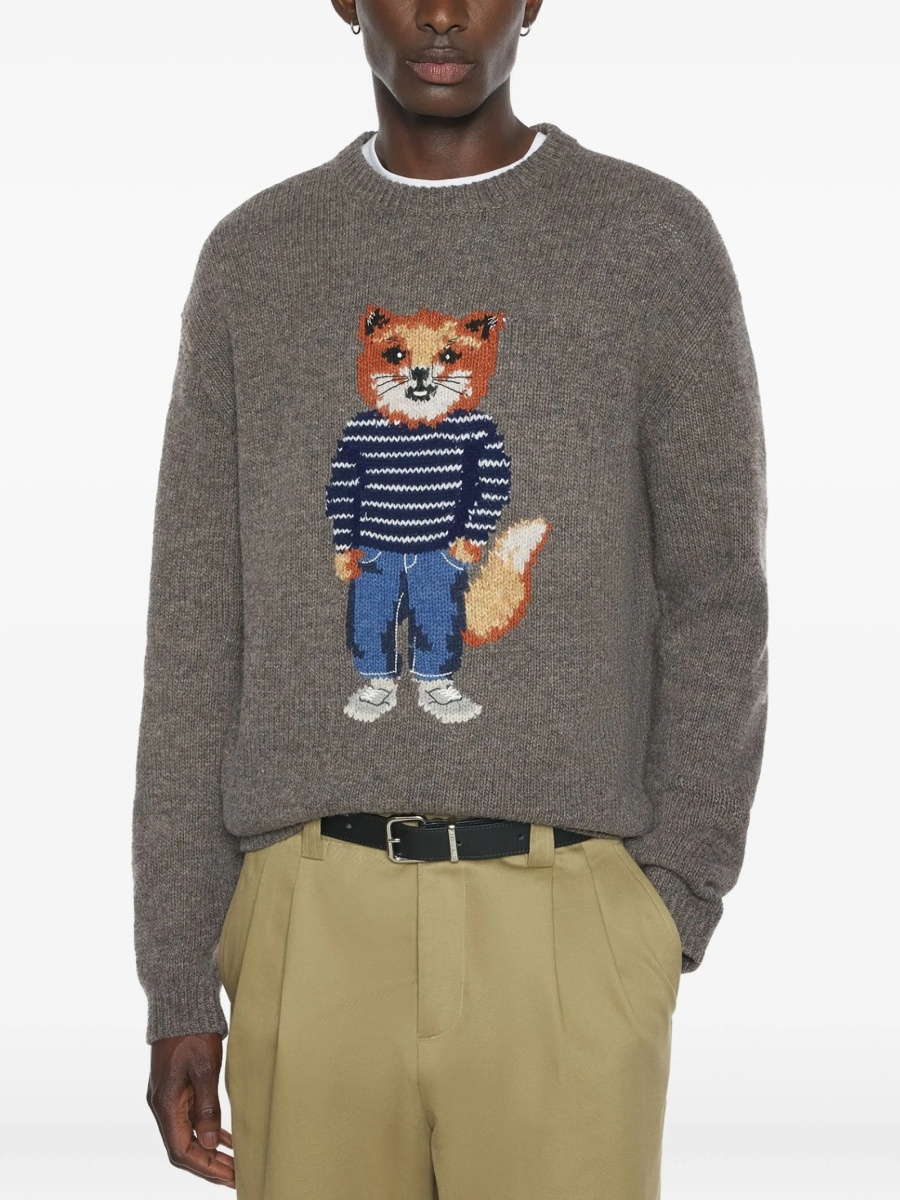 Pulover tricotat MAISON KITSUNÉ gri - Img 4