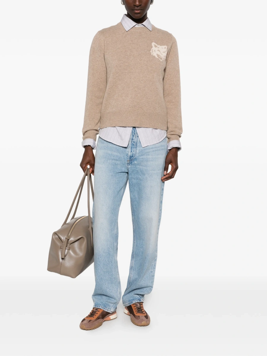 Pulover tricotat MAISON KITSUNÉ neutru - Img 2