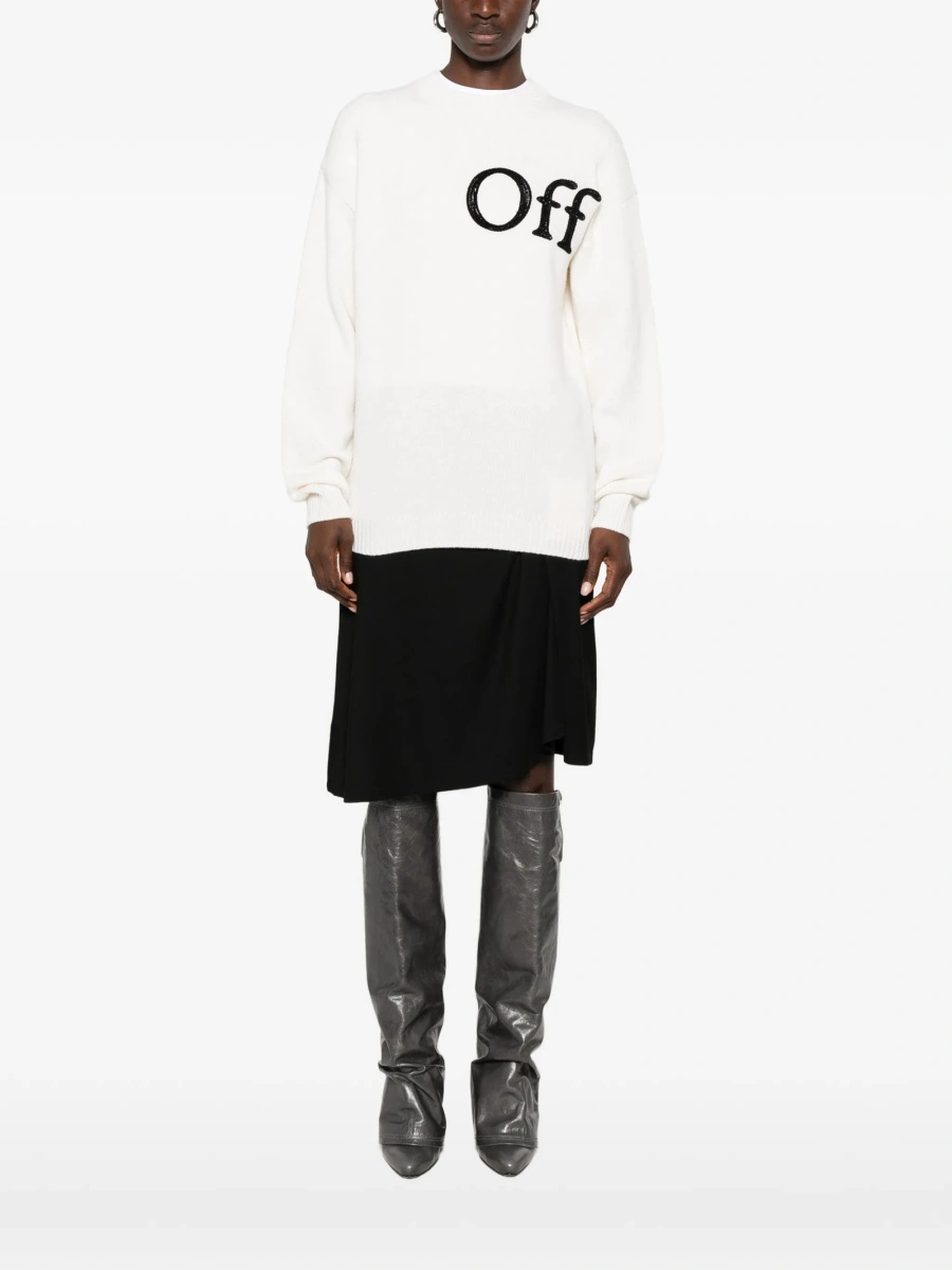 Pulover tricotat Off-White din lana si poliamida - Img 3