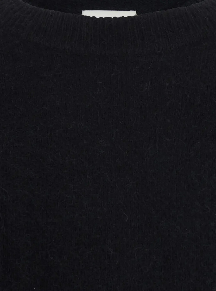 Pulover 'Tristan' Black Sweater with round neck and dropped shoulders in wool blend for women - Img 3