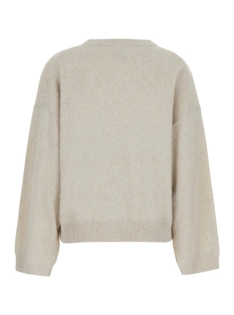 Pulover 'Tristan' White Sweater with round neck and Dropped shoulders in blend wool women - Img 2