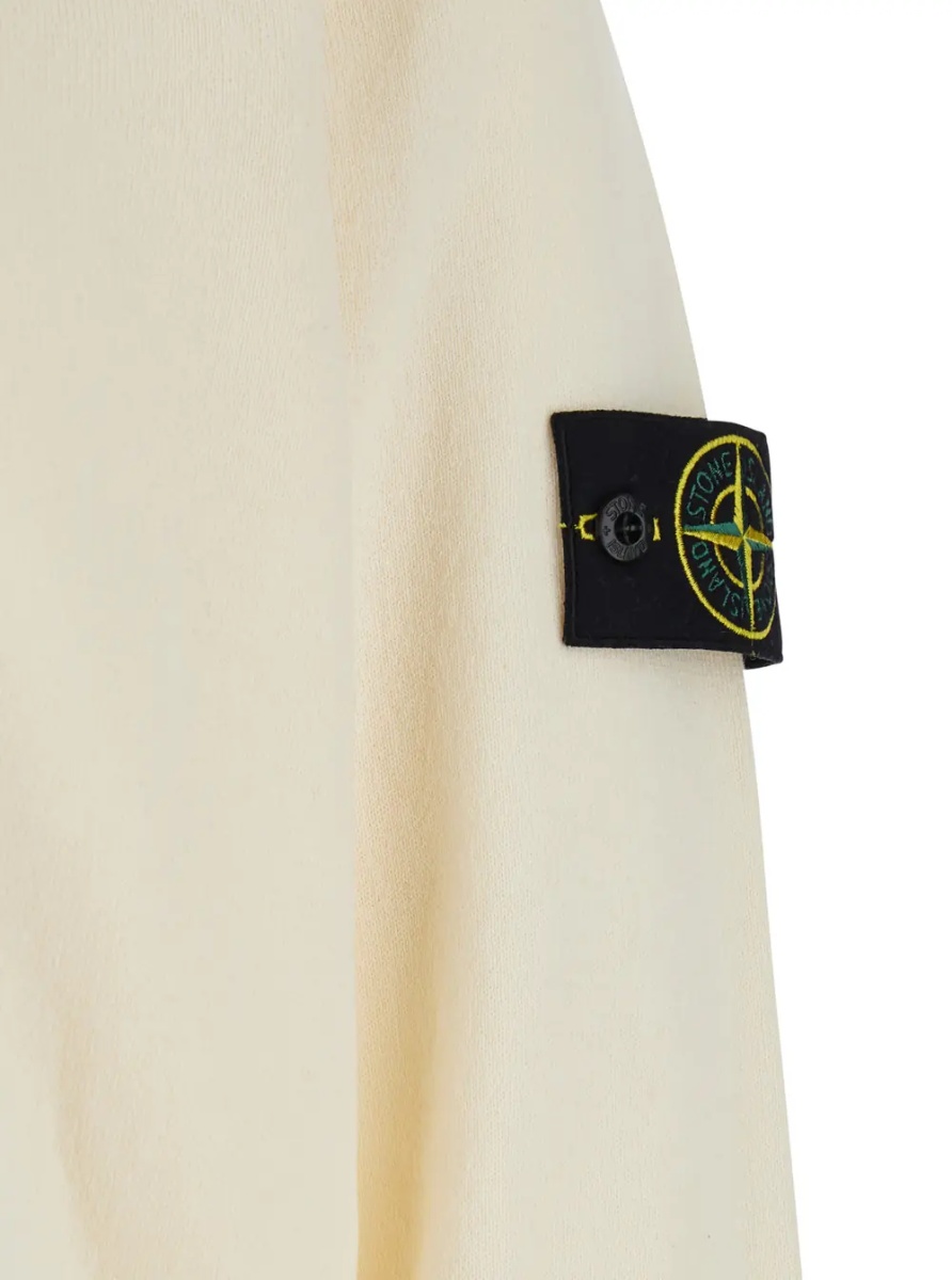 Pulover White Sweater with Round Neck and Long Sleeves In Cotton for Men - Img 3
