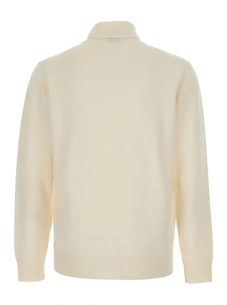 Pulover White Turtleneck sweater with ribbed finishes in wool and cashmere for men - Img 2