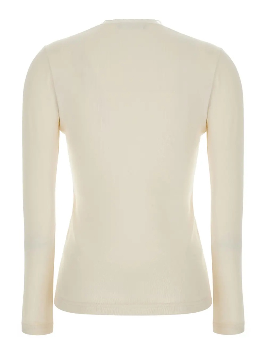 Pulover White V-Neck Sweater in Cotton for Women - Img 2
