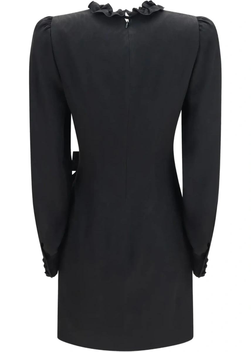 Rochie Alessandra Rich neagra din matase si jacquard - Img 4