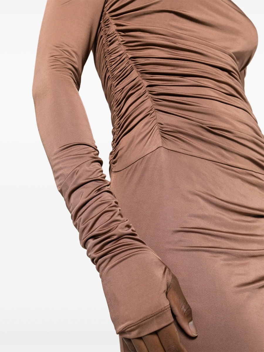 Rochie de ocazie HELMUT LANG maro din vascoza si spandex/elastan - Img 5