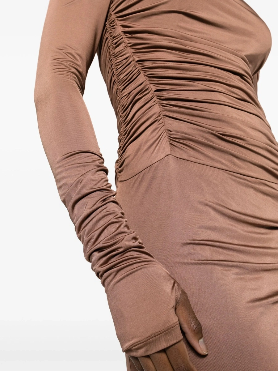 Rochie de ocazie HELMUT LANG maro din vascoza si spandex/elastan - Img 5
