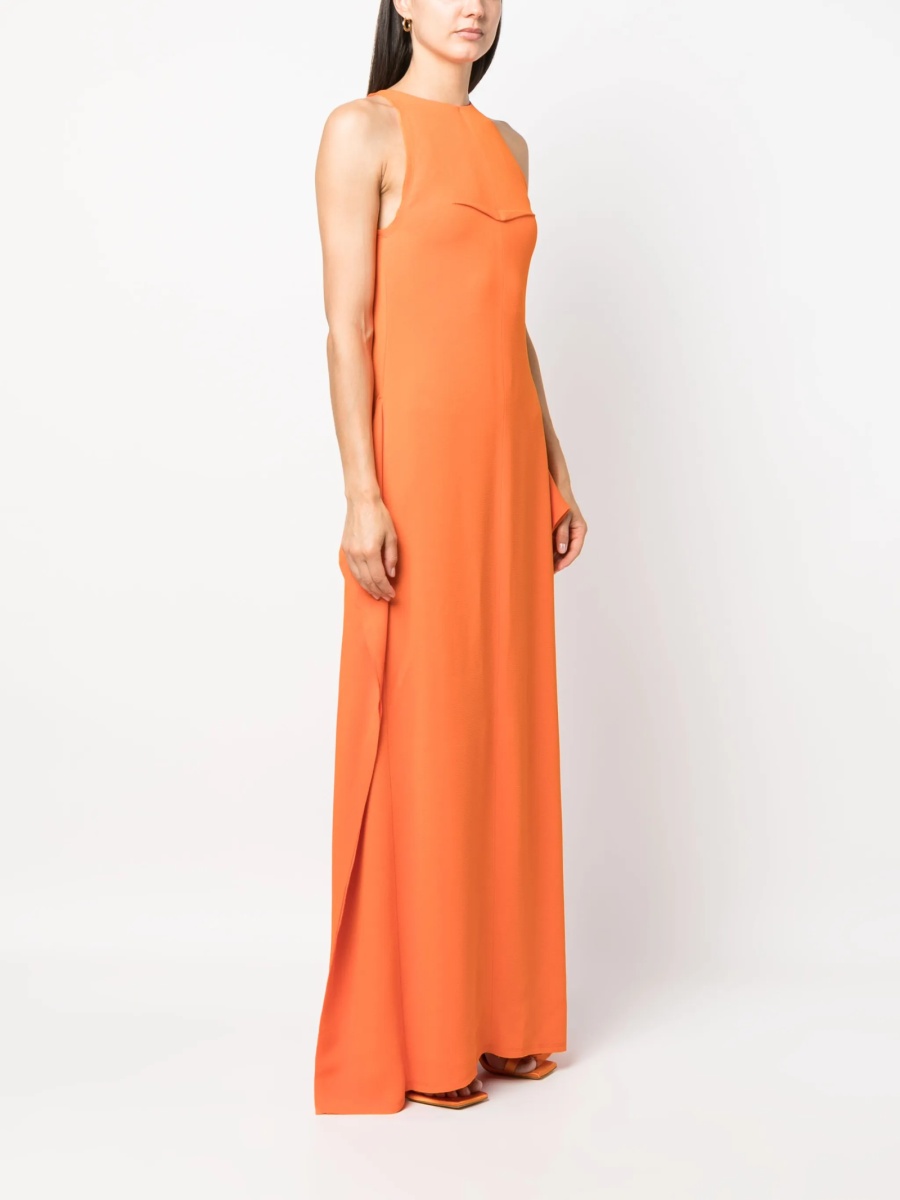 Rochie de seara Lanvin portocalie din acetat si vascoza - Img 3