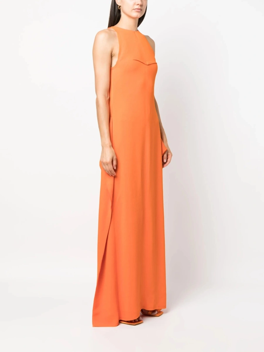 Rochie de seara Lanvin portocalie din acetat si vascoza - Img 3