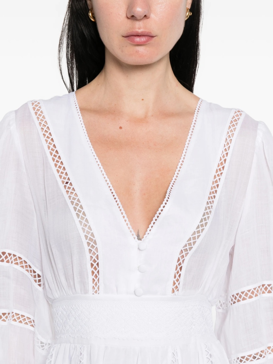 Rochie de zi Ermanno Scervino alba din bumbac si ramie - Img 5