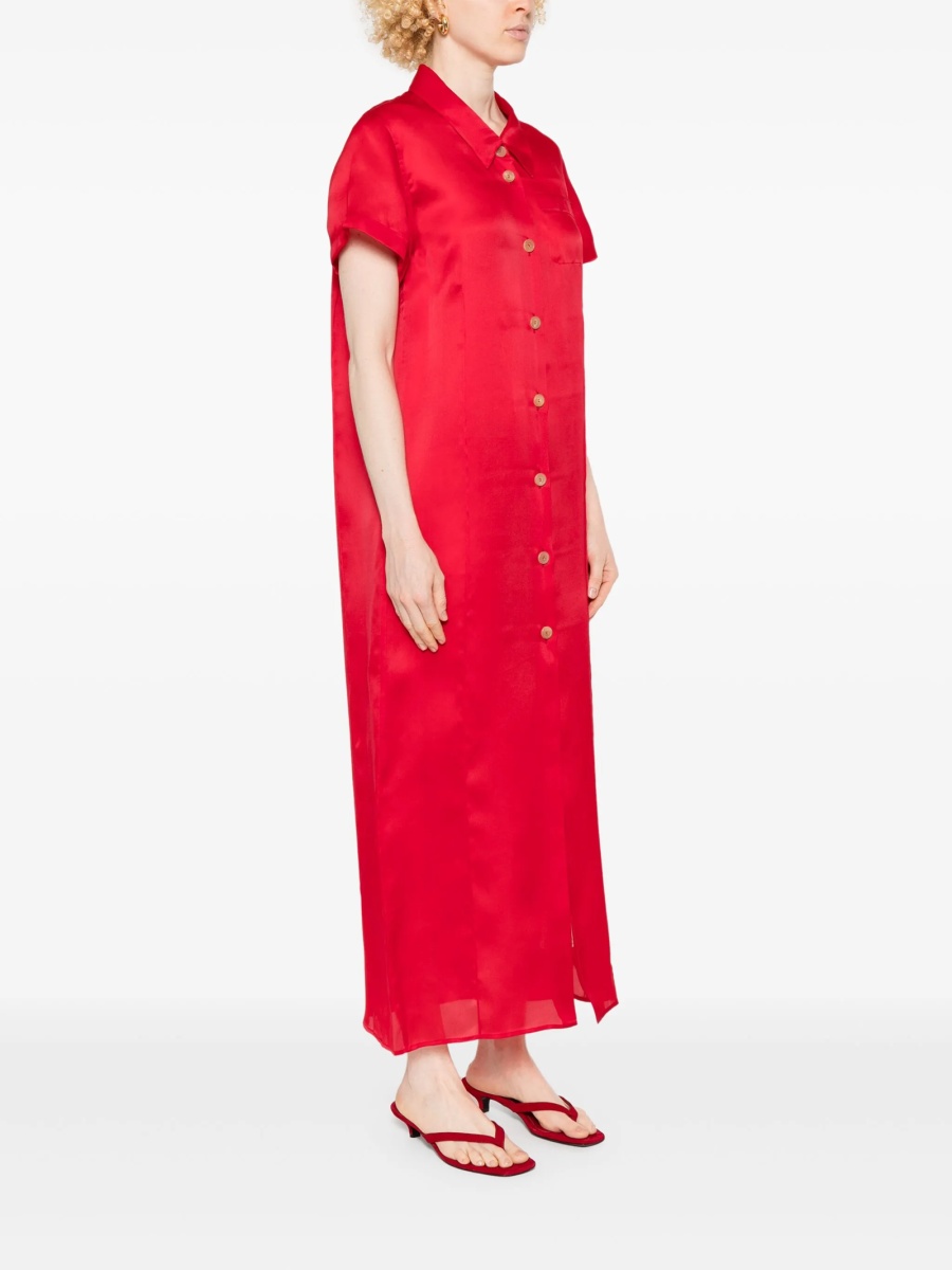 Rochie de zi Khaite rosie din matase - Img 3