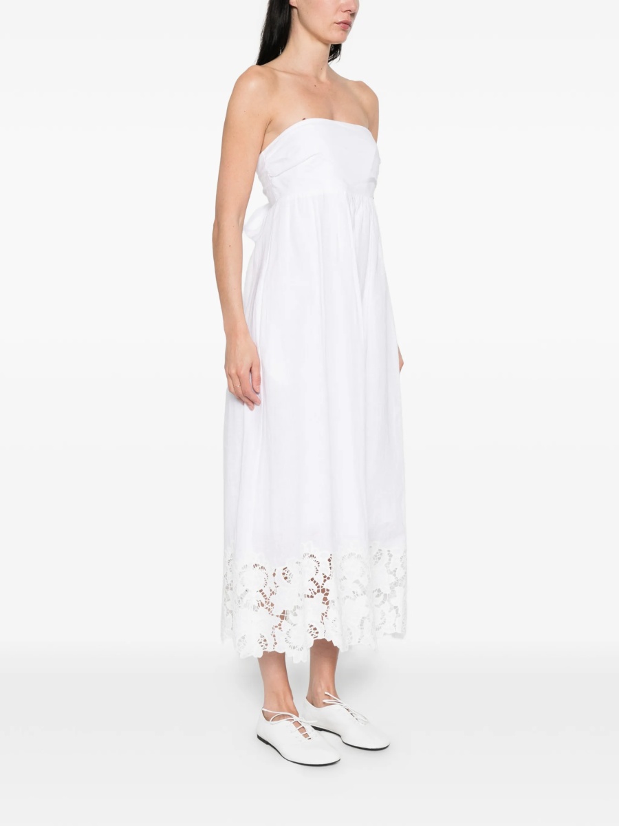 Rochie de zi MaxMara Studio alba din in si polyester - Img 3