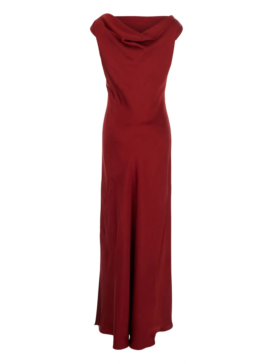 Rochie lunga ANTONELLI rosie din acetat - Img 4