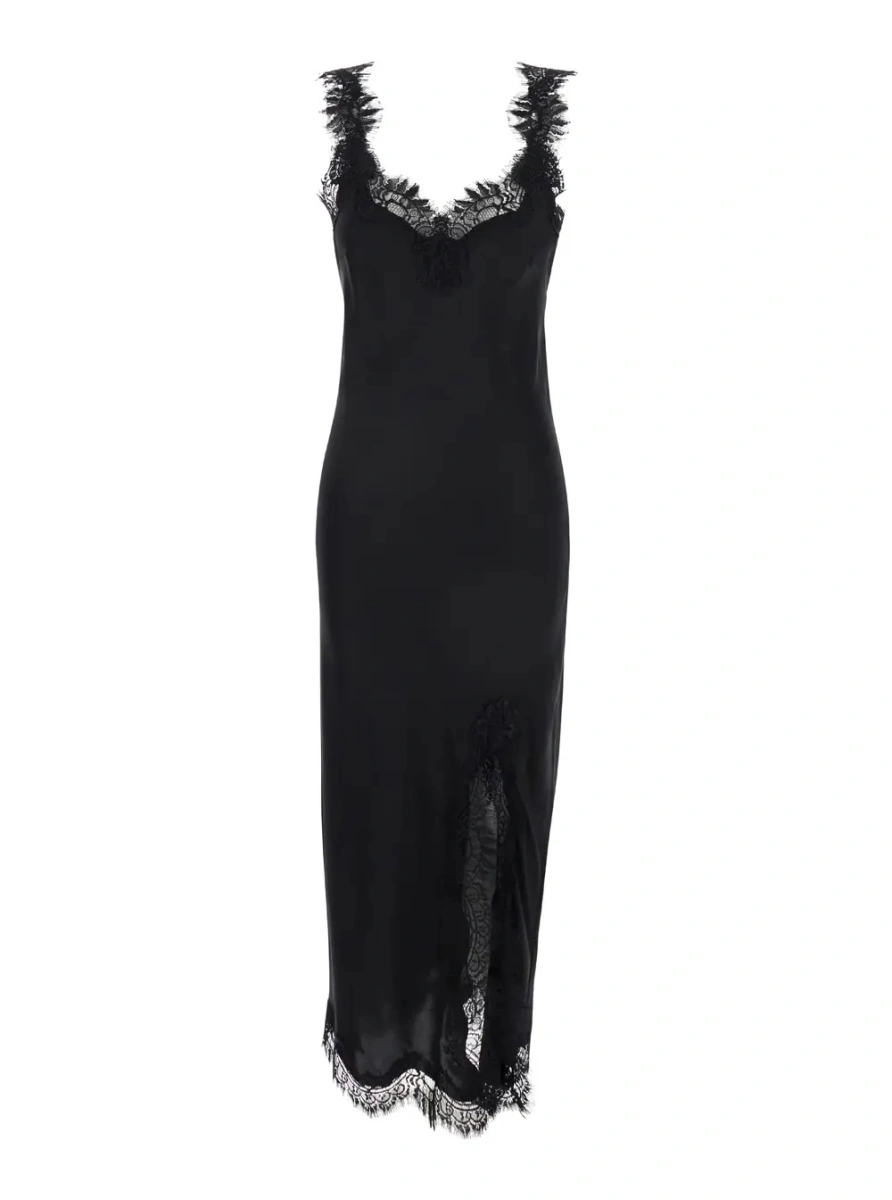 Rochie lunga GOLD HAWK neagra din matase - Img 3