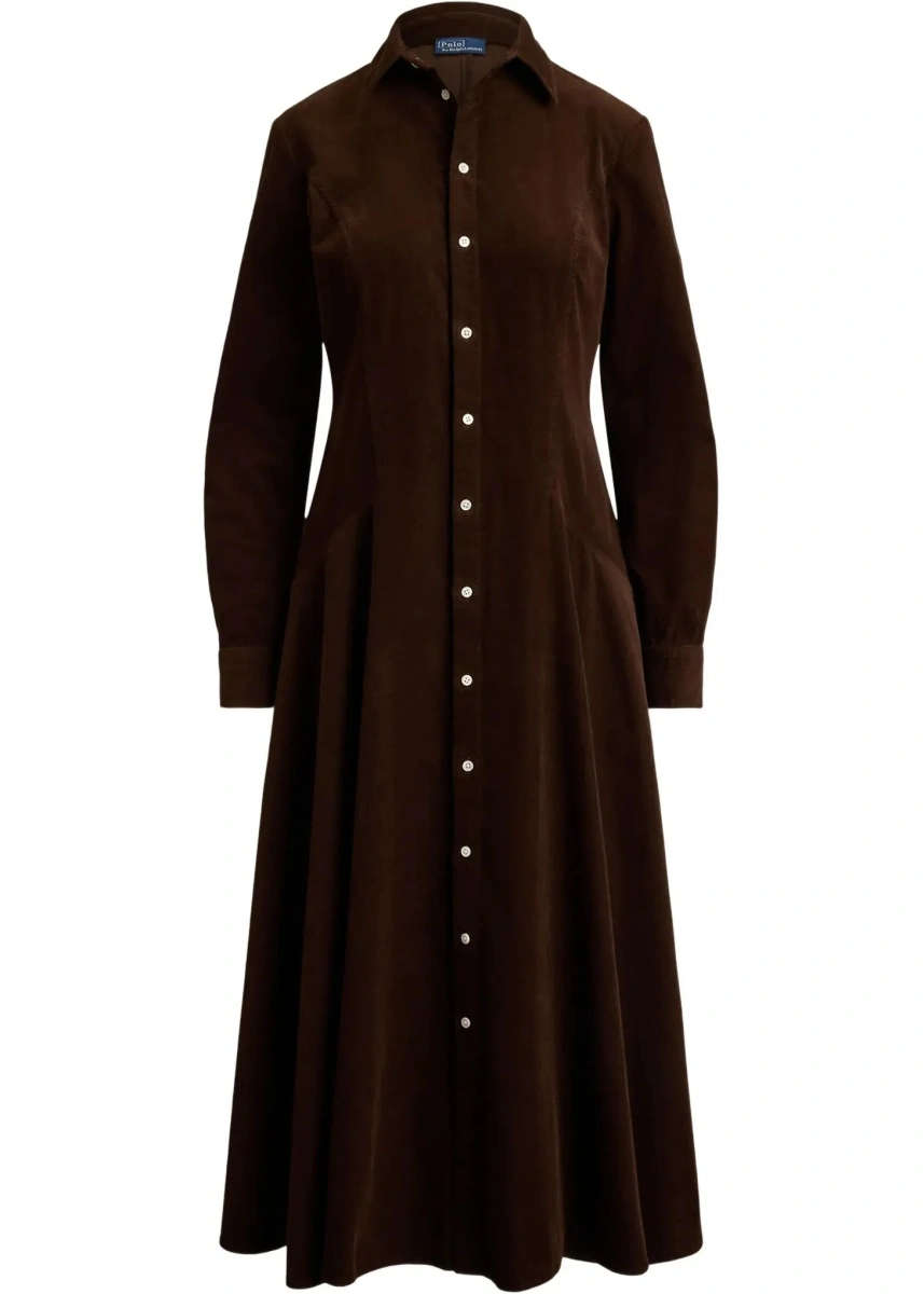 Rochie lunga Ralph Lauren maro din catifea reiata - Img 9