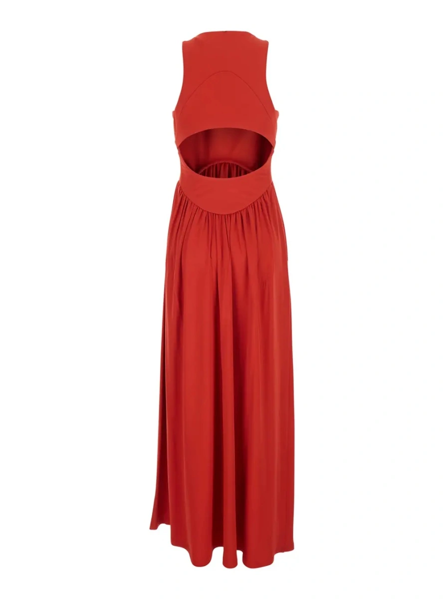 Rochie lunga SPORTMAX rosie din vascoza - Img 2