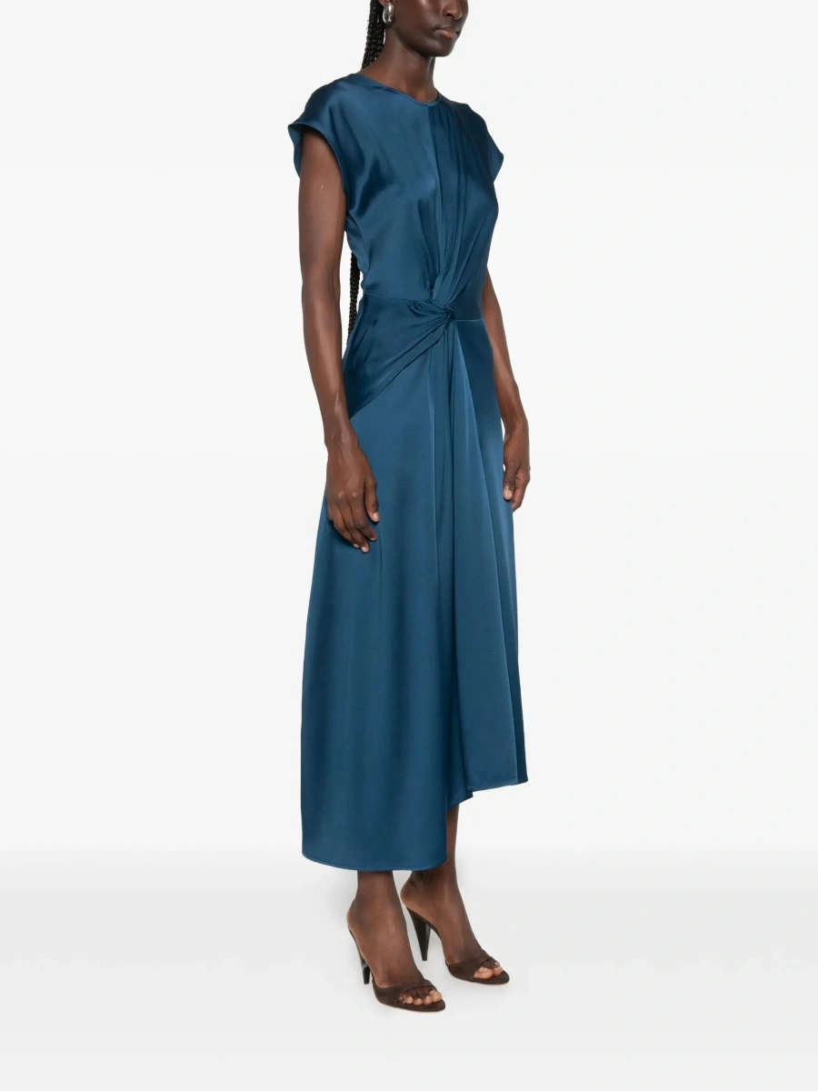 Rochie lunga Victoria Beckham albastra din vascoza - Img 4