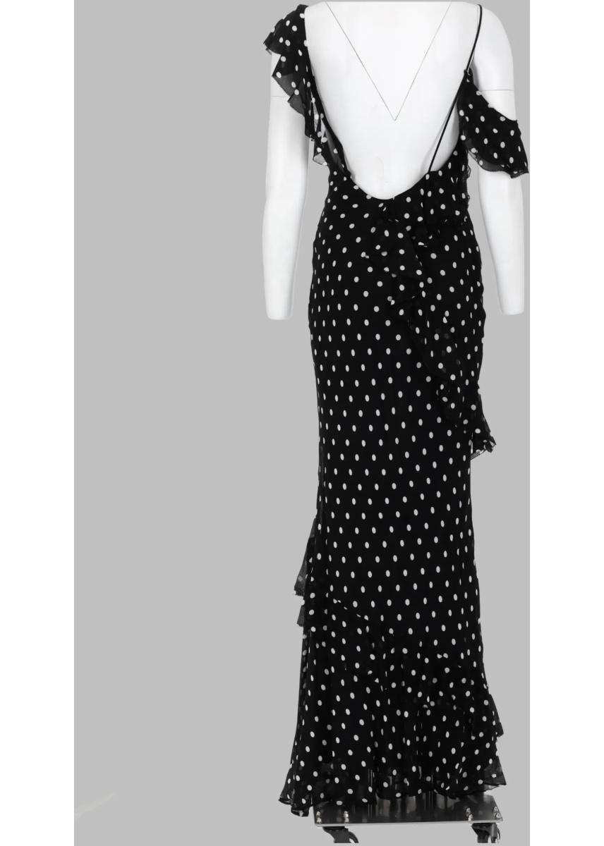 Rochii Abito Lungo In Georgette A Pois - Img 2