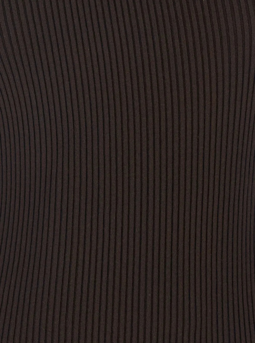Rochii 'Athena' Brown Ribbed Knit Sleeveless Asymmetric Long Dress with Wide Neckline in Viscose Blend Woman - Img 3