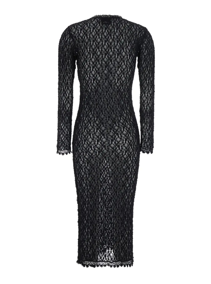 Rochii 'BELSANE' black Long dress with all-over lace trim in cotton blend for women - Img 2
