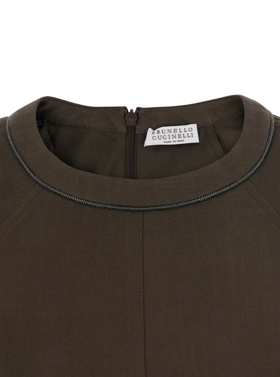 Rochii Brown Dress with Monil Detail on the Front in Viscose Blend for Women - Img 3