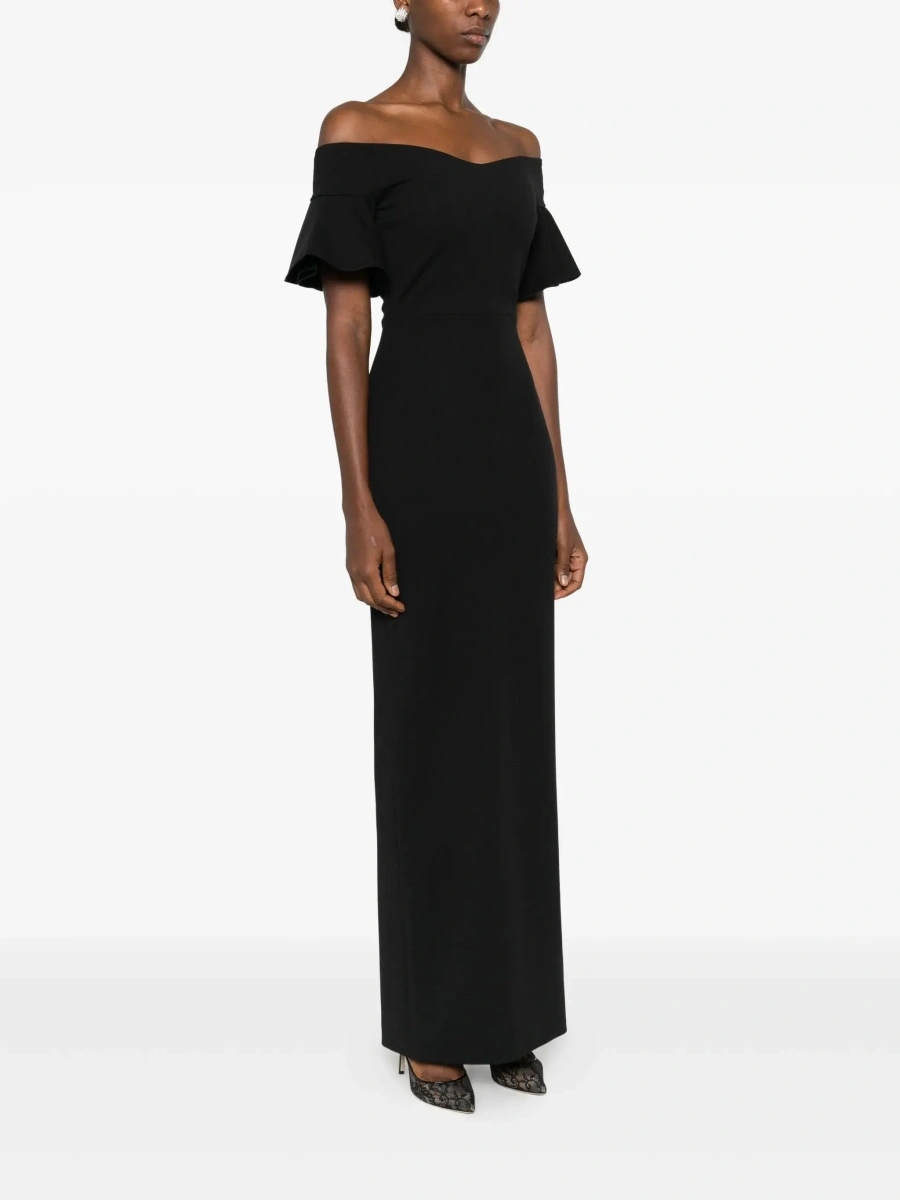 Rochii 'Cielo' Black Long Dress with Off-shoulder and Hidden Zip Closure at the Back in Tech Fabric Women - Img 5