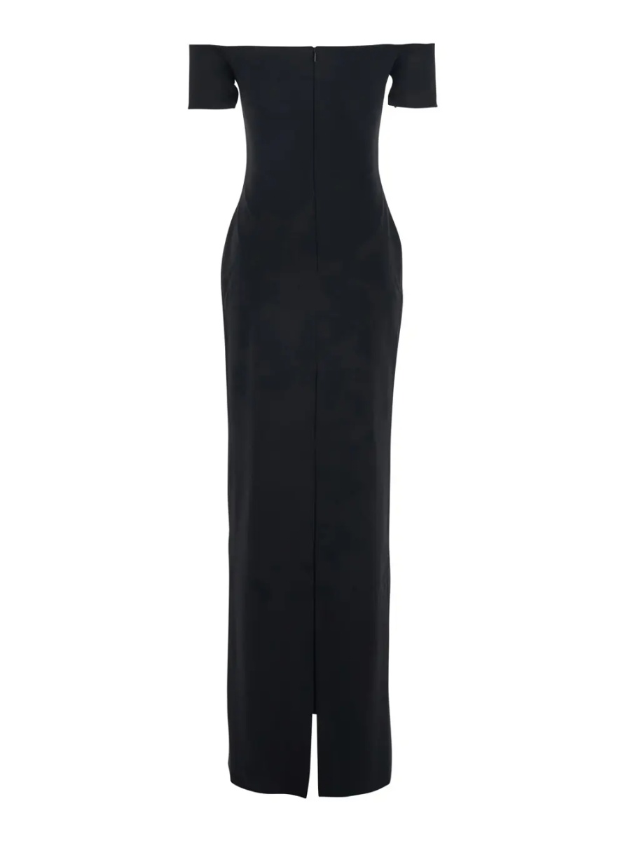 Rochii Dress 'Nile' with Off Shoulder and Vent on the Back in Black Fabric for Women - Img 2