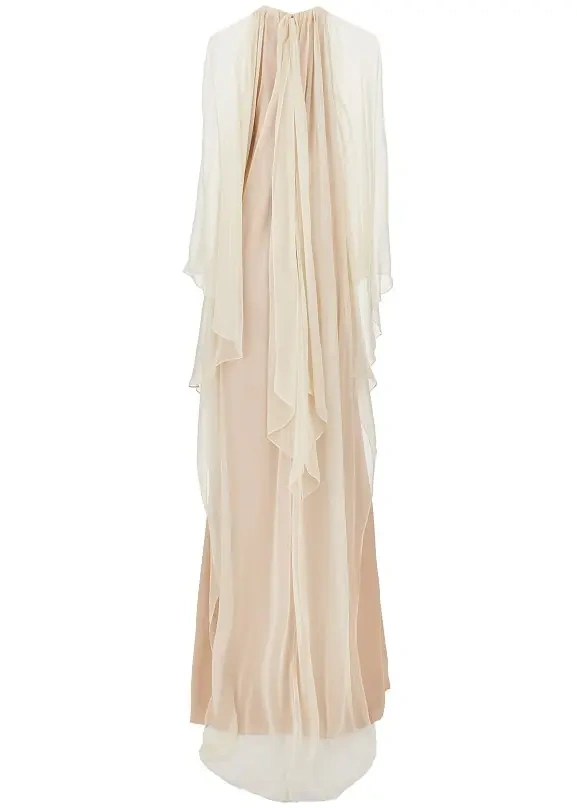 Rochii Enver Satin long dress with chiffon cape - Img 3