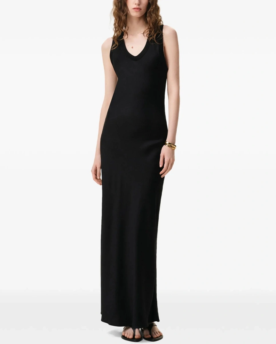 Rochii Sleeveless long fluid satin Dress - Img 4