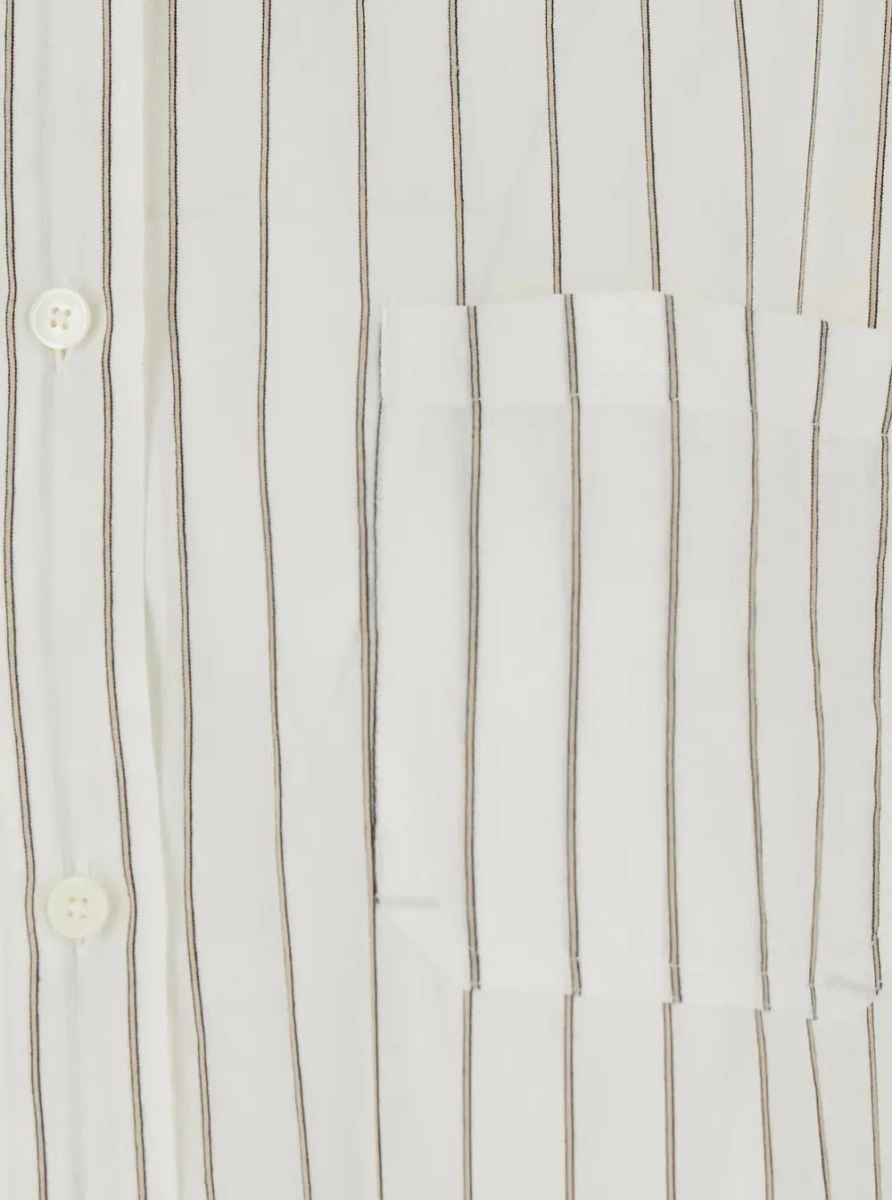 Rochii TOTÊME White Dress with a round neckline and a patch pocket on the front and all-over striped motif in viscose blend for women - Img 3