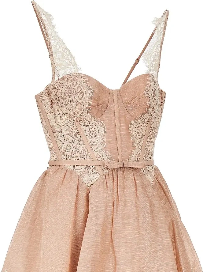 Rochii 'Valiant' lace trim organdy mini dress - Img 2