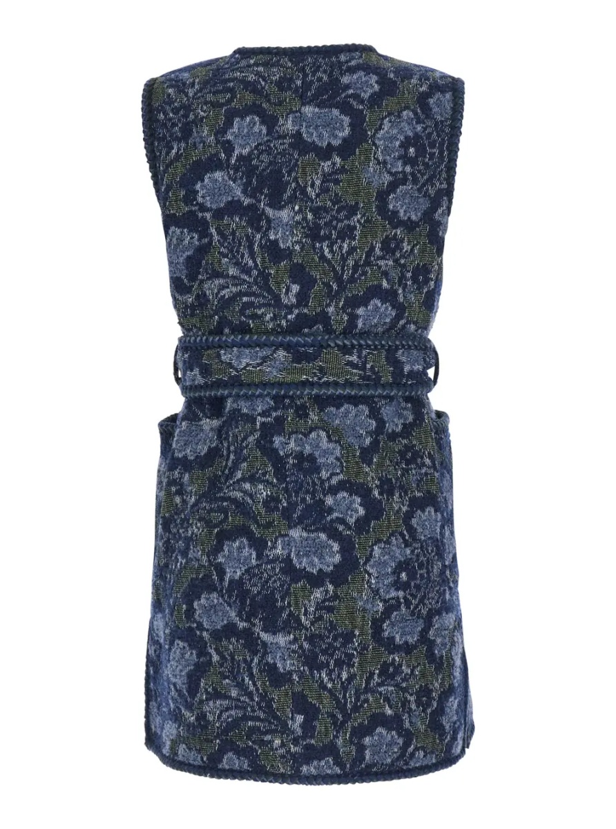 Rochii Women's vest with patch pockets and belt in blue - Img 2