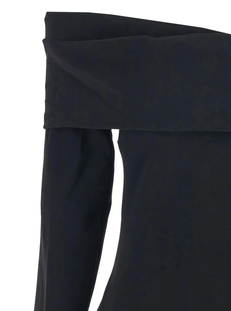Rochii 'Yuni' Black Dress with Square Neckline and Back Closure in Fabric Woman - Img 3