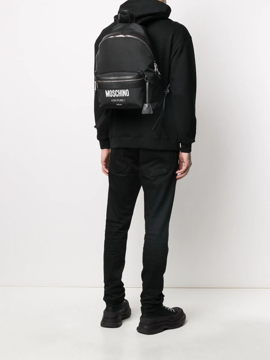 Rucsac Moschino negru din piele si poliamida - Img 2